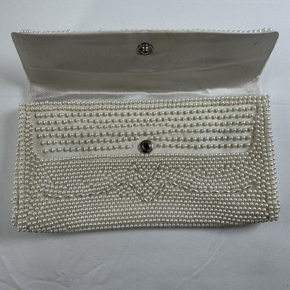 Vtg Faux Pearl Bags By Susan Beaded Japan‎ 1950s Coin Purse Clutch - Picture 9 of 11